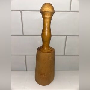 Primitive Wood Potato Masher Pestle Country Kitchen Utensil Vintage Turned Wood
